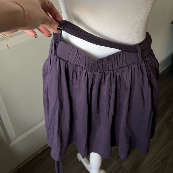 Theory Purple Skater Mini Skirt with Tie Front - Picture 7 of 9